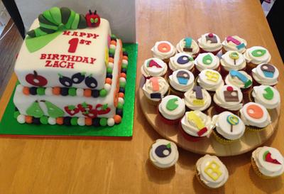 The very hungry Caterpillar Cake & Cupcakes for a 1st birthday - Cake by Suzanne