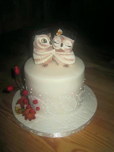 Wedding Mnini Cake with owls - Cake by Eliska