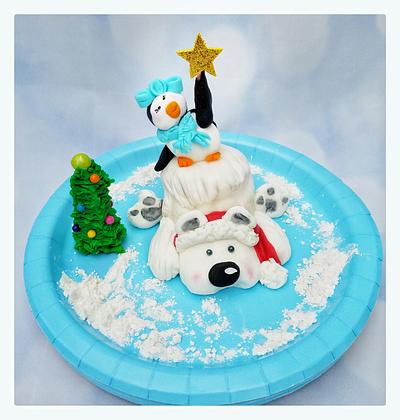 Mini holiday polar bear and penguin  - Cake by Sweet Samantha