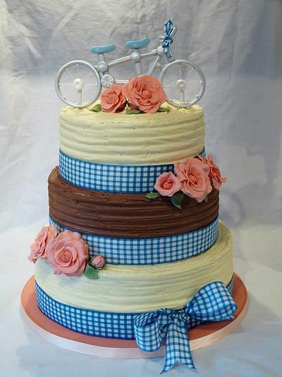 TANDEM BICYCLE GANACHED WEDDING CAKE - Cake by Grace's Party Cakes
