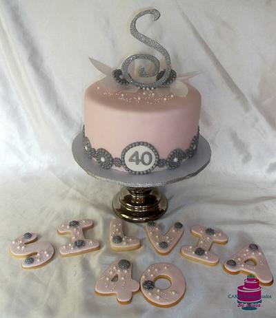 40th birthday cake and cookies - Cake by CakesByPaula