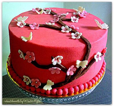 Cherry Blossom themed Cake - Cake by Tina Salvo Cakes