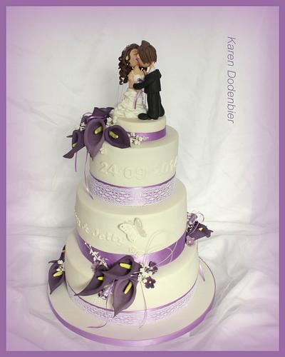 Purple Calla lily wedding cake! - Cake by Karen Dodenbier
