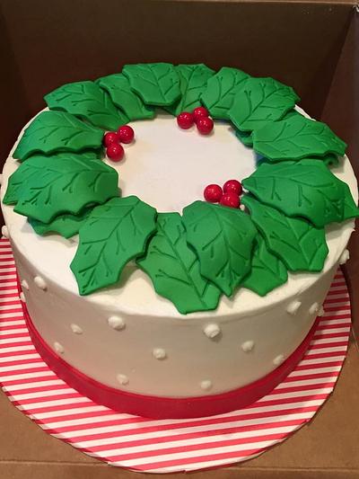 Holly Wreath Christmas Cake - Cake by Tonya
