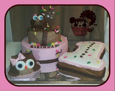 1st BDay Owl Cake - Cake by Bonito Cakes "Arte q se puede comer"