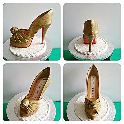 Gold Open Toe Sugar Shoe Topper  - Cake by Thecakecobbler