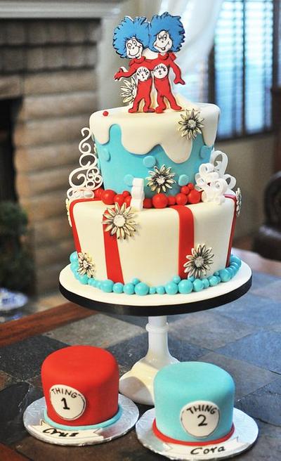 Thing 1 &Thing 2 Twins' Birthday Cake - Cake by Mavic Adamos