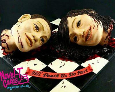 severed heads....."Till death us do part "  - Cake by Novel-T Cakes