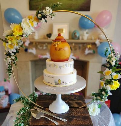 "How Do You Spell Love?" Winnie The Pooh Gender Reveal Cake - Cake by Dellissima Cakes