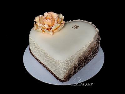 Heart & ruffles & peony.. - Cake by Lorna