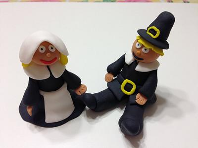 Fondant Pilgrims for Thanksgiving - Cake by TerrifiCake