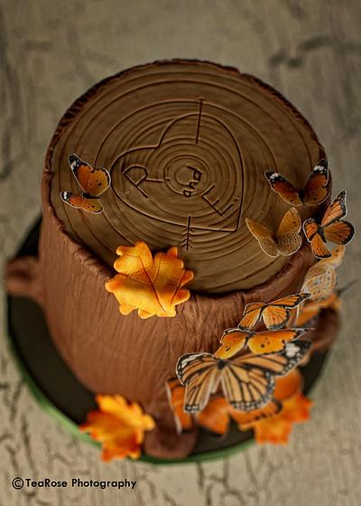 Fall tree stump cake - Cake by Steel Penny Cakes, Elysia Smith