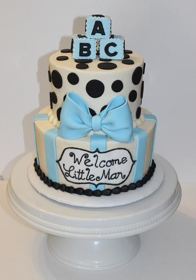 Black & Blue Baby Shower Cake - Cake by KatesBakes