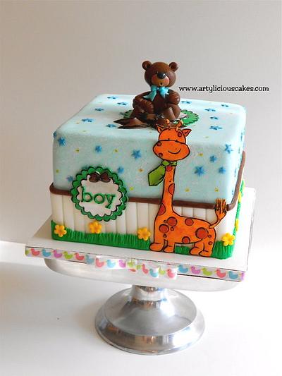 giraffe baby shower cake - Cake by iriene wang