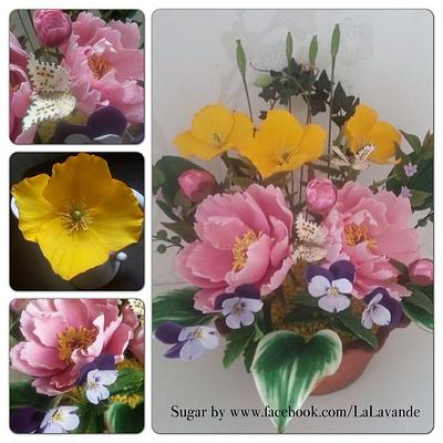 Hand crafted Sugar Flower Arrangement - Cake by La Lavande Sugar Florist