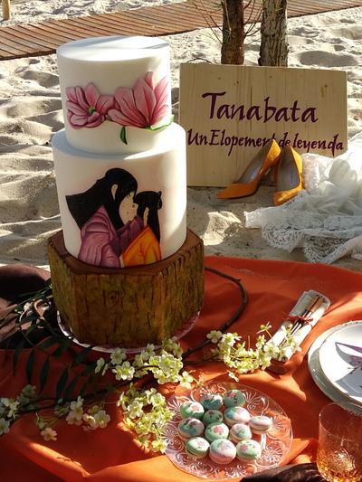 Tanabata, an elopement of legend - Cake by Wedding Painting Cakes by Soraya Torrejon