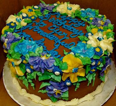Chocolate buttercream floral cake - Cake by Nancys Fancys Cakes & Catering (Nancy Goolsby)