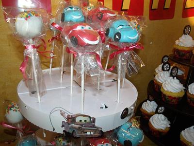Lighting McQueen and Sally cake pops - Cake by Danielle Lechuga