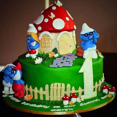 Smurfs - Cake by Sini's Cakery 