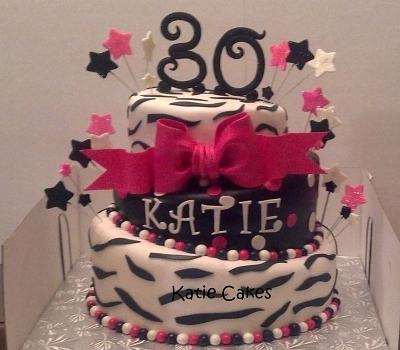 Hot Pink Zebra Cake  - Cake by Katie Cortes