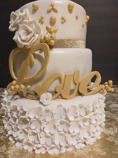 White & Gold Wedding Cake - Cake by Maritza's Sugar Creation