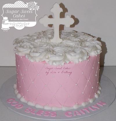 Cross & Roses ~ 1st Communion - Cake by Sugar Sweet Cakes