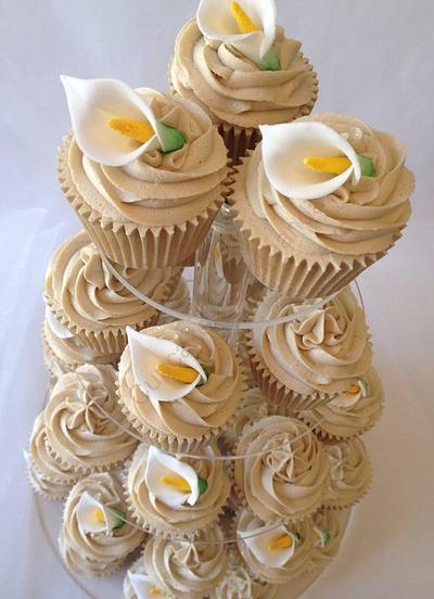 Calla Lily Cupcake Wedding Tower - Cake by Cupcakes by Amanda