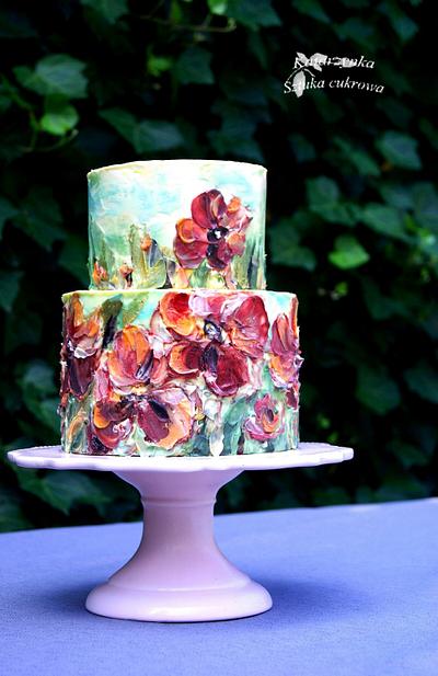 Buttercream painted cake - Cake by Katarzynka