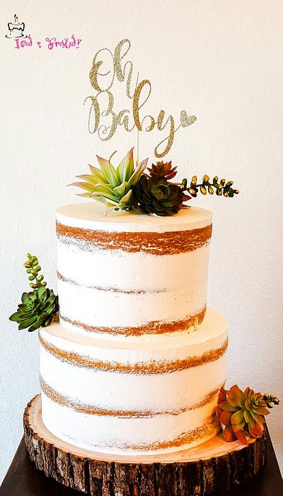 Naked cake with fresh succulents! - Cake by Iced n Frosted!