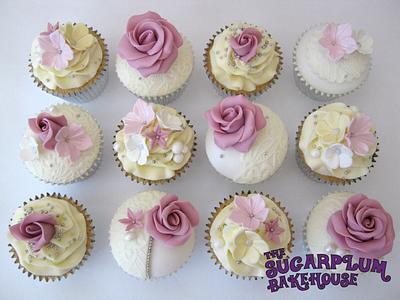 White, Cream & Dusky Pink Wedding Cupcakes - Cake by Sam Harrison