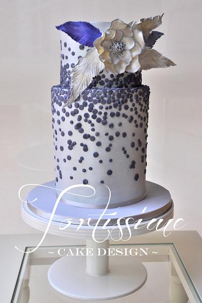 Navy Sequins Feather cake - Cake by Tortissime Cake Design