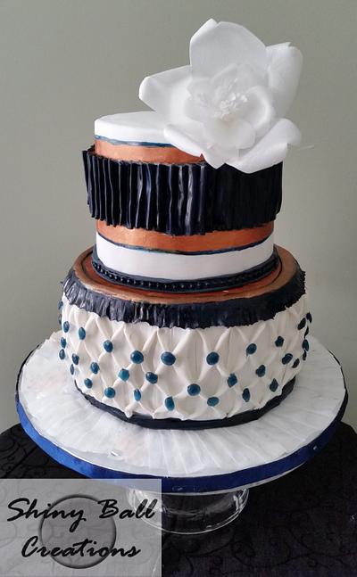 2 Tier Navy Pleated Cake - Cake by Shiny Ball Cakes & Creations (Rose)