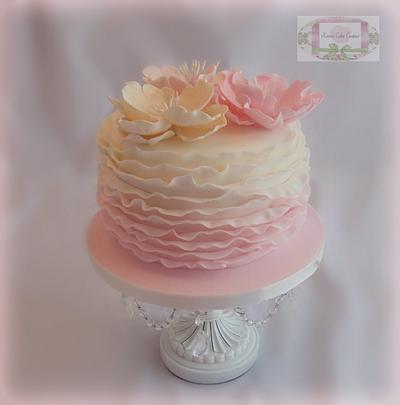 Pink Ombre Ruffles - Cake by Terri