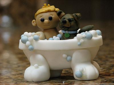 Boy & Puppy Bath Time - Cake by SarahBeth3