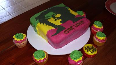 "Bob Marley cake" vanilla - chocolate cake & cupcakes all covered w/marshmallow meringue - Cake by Véronique Bervas