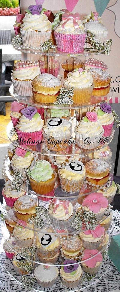 Vintage Style Wedding Cupcake Tower - Cake by Melissa's Cupcakes