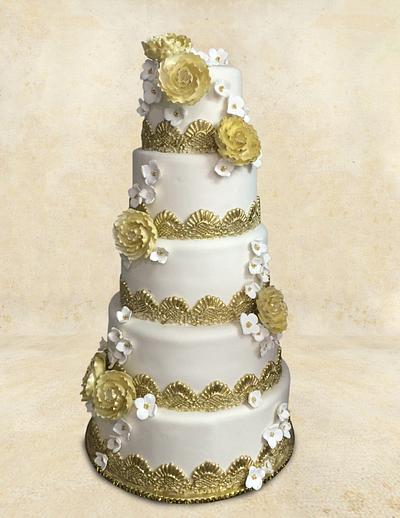 Golden Trimmed Tiers - Cake by MsTreatz