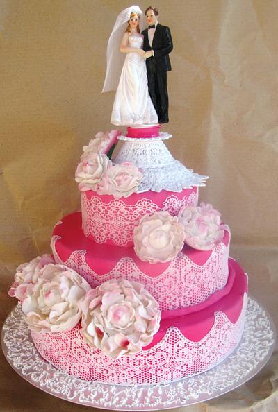 Wedding cake with peonies - Cake by Valentine Svatovoy