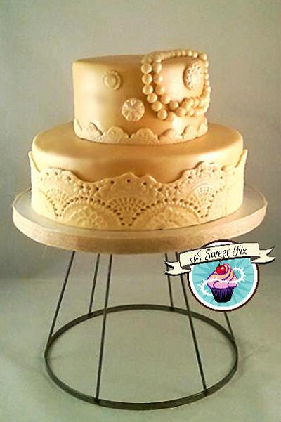 Lace & Pearls Wedding - Cake by Heather Nicole Chitty
