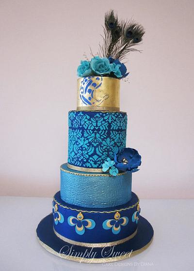 Peacock Blue Wedding Cake - Cake by Diana