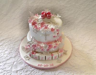 pretty pink christening cake x - Cake by Storyteller Cakes
