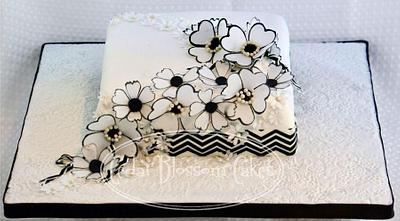 Black and white wafer flowers - Cake by ozgirl39