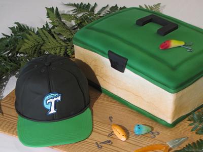 Fishing tackle box and cap - Groom's cake - Cake by Michelle Weller