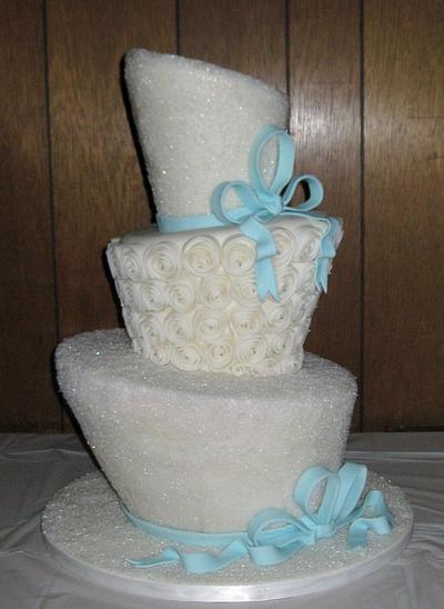 Topsy turvy winter sparkle wedding cake - Cake by sking