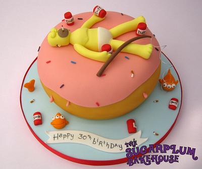 Smoking Homer On A Donut! - Cake by Sam Harrison