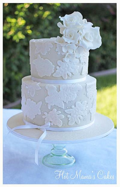 Amelia's Rose & Lace Wedding - Cake by Hot Mama's Cakes