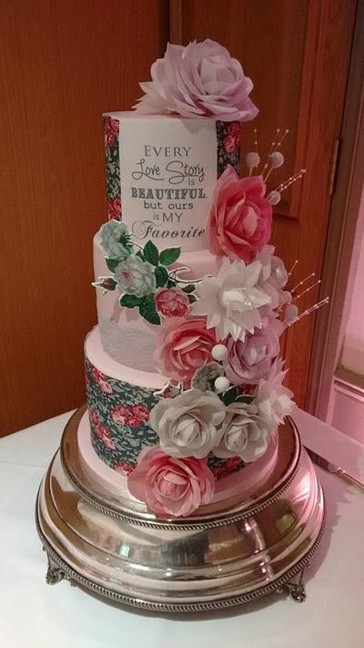 Rice Paper Wedding - Cake by Cakes by Nina Camberley