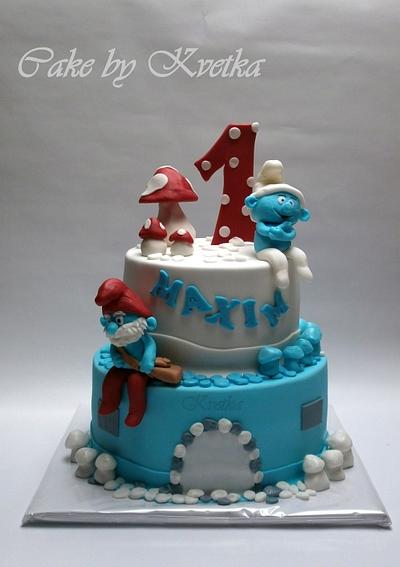 smurf cake  - Cake by Andrea Kvetka