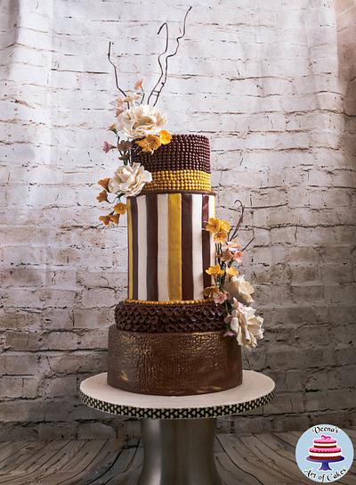 Burgundy and Gold Wedding - Cake by Veenas Art of Cakes 