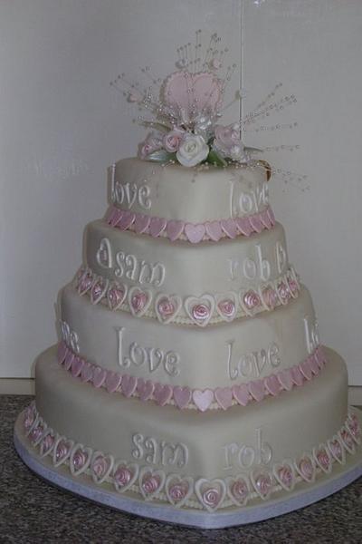hearts wedding cake - Cake by Beverley Childs